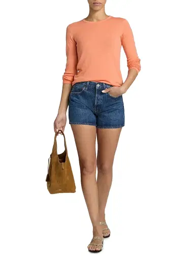 Majestic Filatures Women's Cashmere Crewneck Sweater - Papaya | Thumbnail 2