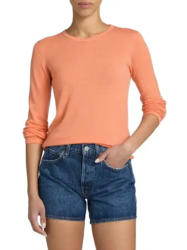 Majestic Filatures Women's Cashmere Crewneck Sweater - Papaya | Thumbnail 3