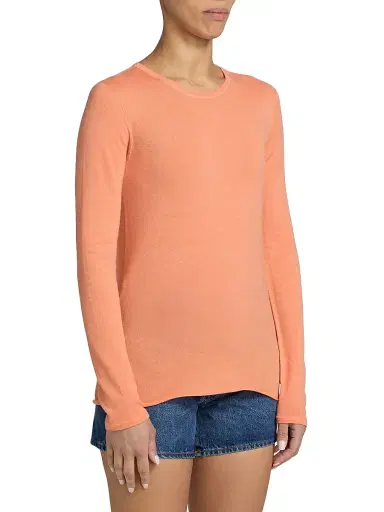 Majestic Filatures Women's Cashmere Crewneck Sweater - Papaya | Thumbnail 4
