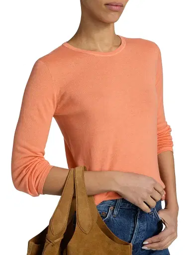 Majestic Filatures Women's Cashmere Crewneck Sweater - Papaya | Thumbnail 6