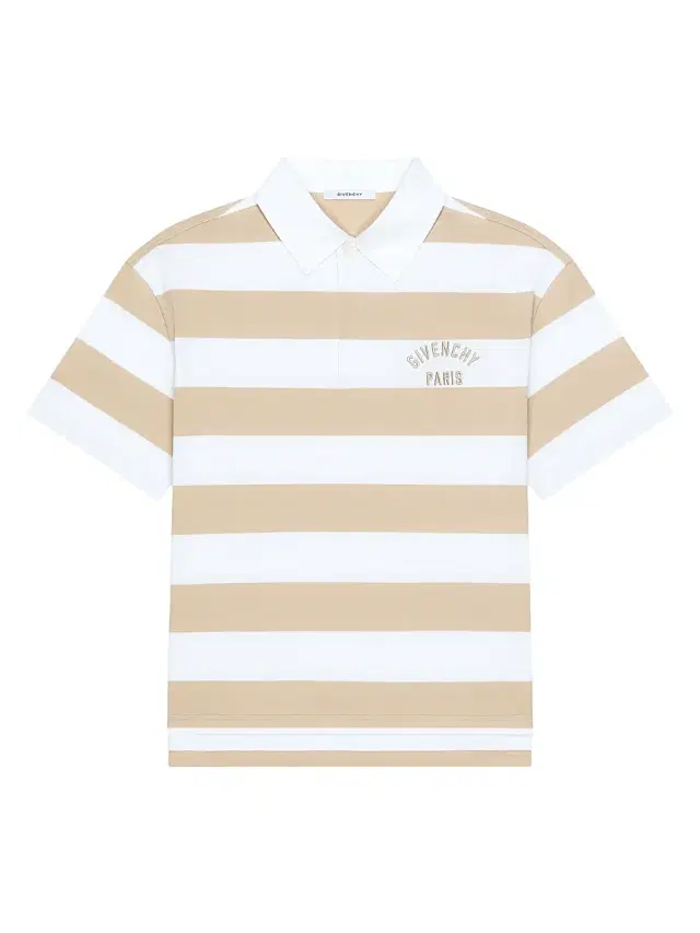 Men's Striped Polo Shirt in Cotton with Logo Embroidery - White Beige