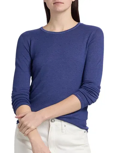 MAJESTIC FILATURES Women's Cashmere Crewneck Sweater - Blue Moon - Size XS | Thumbnail 6