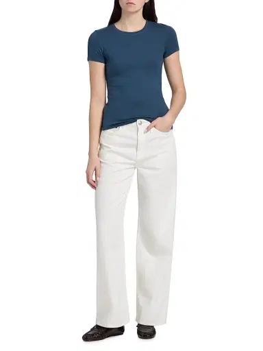 MAJESTIC FILATURES Women's Soft Touch Crewneck T-Shirt - Bleu De Nimes - Size Small | Thumbnail 2