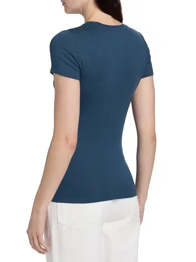 MAJESTIC FILATURES Women's Soft Touch Crewneck T-Shirt - Bleu De Nimes - Size Small | Thumbnail 5