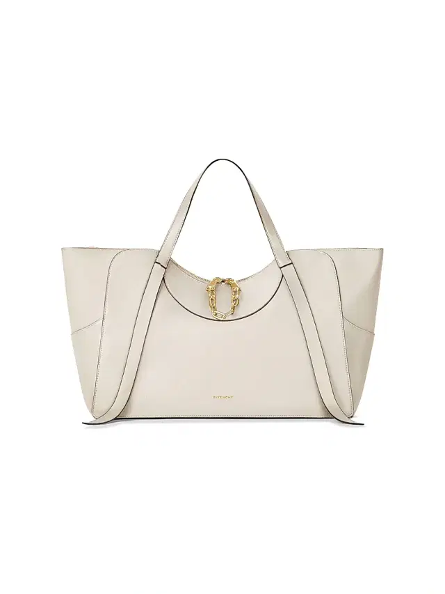 Women's The Snatch  Shoulder Bag in Grained Leather - Cream