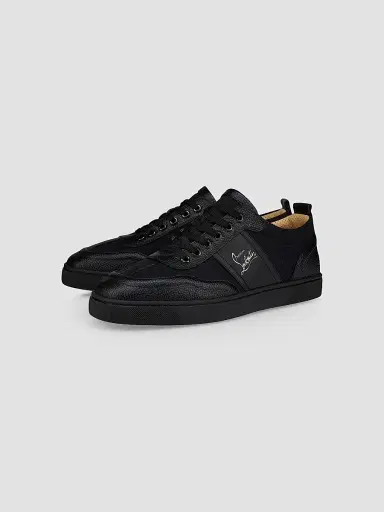 Christian Louboutin Men's Retero Leather Low Top Sneakers - Black - Size 7.5 | Thumbnail 2