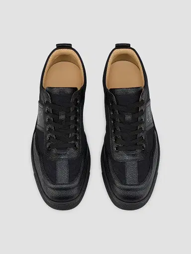Christian Louboutin Men's Retero Leather Low Top Sneakers - Black - Size 7.5 | Thumbnail 4