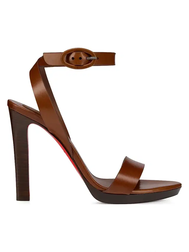 Christian Louboutin Women's Fanny 120MM Leather Sandals - Dark Carmine