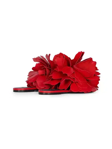 Givenchy Women's Boudoir Flat Mule Sandals in Leather with Petals - Vermillon - Size 8 | Thumbnail 4 Givenchy Women's Boudoir Flat Mule Sandals in Leather with Petals - Vermillon - Size 8 | Thumbnail 4
