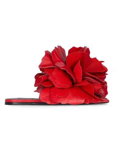 Givenchy Women's Boudoir Flat Mule Sandals in Leather with Petals - Vermillon - Size 8 | Thumbnail 1 Givenchy Women's Boudoir Flat Mule Sandals in Leather with Petals - Vermillon - Size 8 | Thumbnail 1