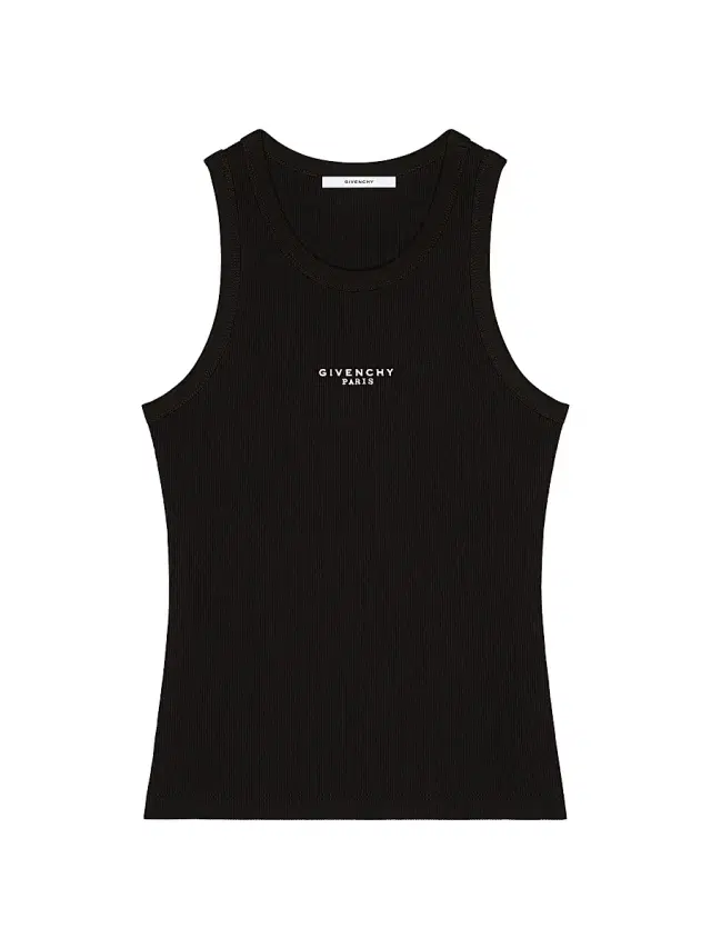 Women's Slim Fit Tank Top in Cotton with Paris Print - Black