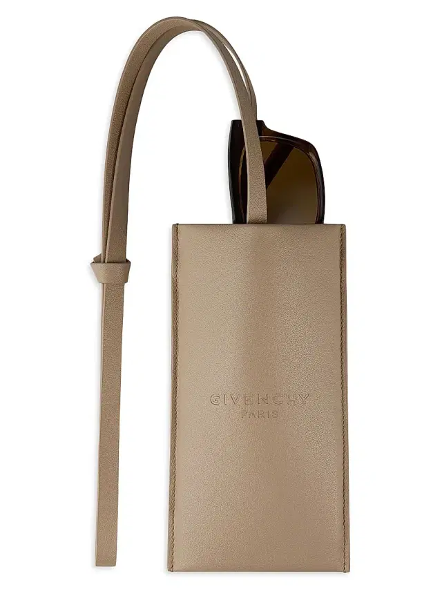 Givenchy Men's Antigona Stamped Sunglasses Case in Leather - Beige