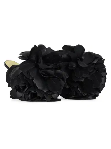 Givenchy Women's Boudoir Heeled Mules in Leather with Petals - Black - Size 9 | Thumbnail 2 Givenchy Women's Boudoir Heeled Mules in Leather with Petals - Black - Size 9 | Thumbnail 2