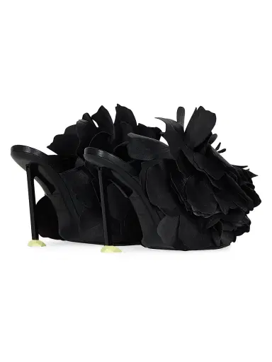 Givenchy Women's Boudoir Heeled Mules in Leather with Petals - Black - Size 9 | Thumbnail 4 Givenchy Women's Boudoir Heeled Mules in Leather with Petals - Black - Size 9 | Thumbnail 4