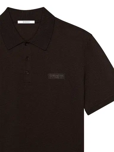 Givenchy Men's Polo Shirt in Cotton with Logo Gros Grain - Ebony Brown - Size XXL | Thumbnail 3