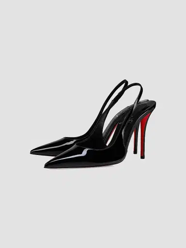 Christian Louboutin Women's Miss Z Patent Leather 100MM Sling Back Pumps - Black - Size 4 | Thumbnail 2 Christian Louboutin Women's Miss Z Patent Leather 100MM Sling Back Pumps - Black - Size 4 | Thumbnail 2