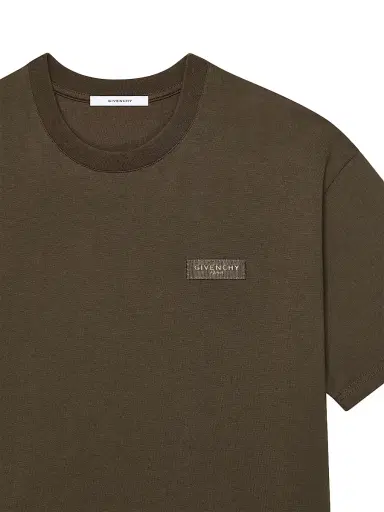 Givenchy Men's T-Shirt in Cotton with Paris Gros Grain - Ebony Brown - Size XXL | Thumbnail 4
