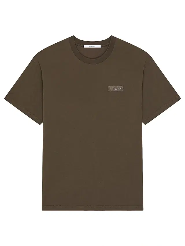 Givenchy Men's T-Shirt in Cotton with Paris Gros Grain - Ebony Brown