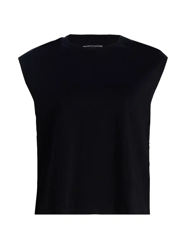 Majestic Filatures Women's Interlock Cotton Sleeveless Tank - Noir