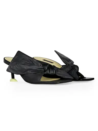 Givenchy Women's Boudoir Heeled Mules in Nappa Leather with Bow - Black - Size 11 | Thumbnail 2
