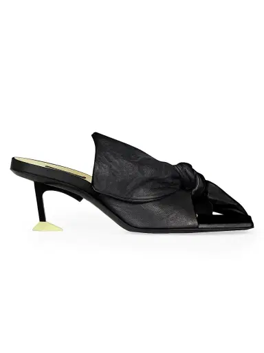 Givenchy Women's Boudoir Heeled Mules in Nappa Leather with Bow - Black - Size 11 | Thumbnail 1