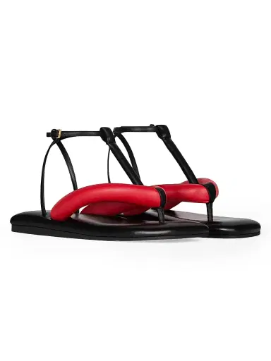 Givenchy Women's Boudoir Bicolor Thongs in Nappa Leather - Black Red - Size 11 | Thumbnail 2