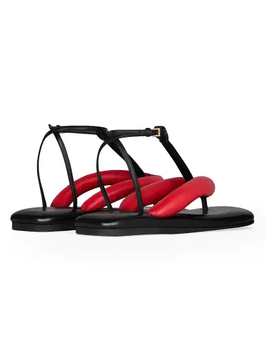 Givenchy Women's Boudoir Bicolor Thongs in Nappa Leather - Black Red - Size 11 | Thumbnail 4