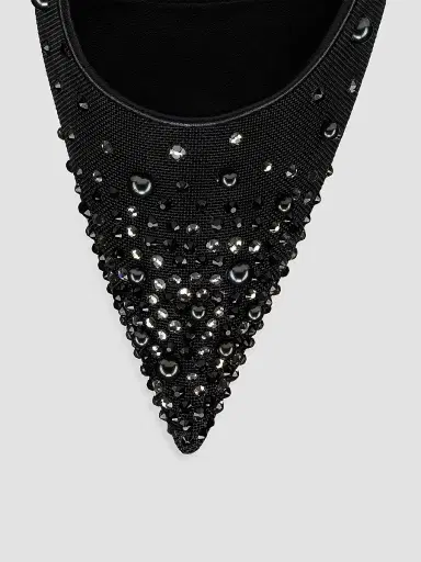 Christian Louboutin Women's Miss Z Degrastrass 100MM Perla Mesh Leather Strass Pumps - Black - Size 12 | Thumbnail 4