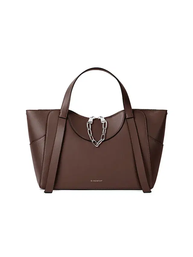 Givenchy Women's  The Snatch Top Handle Bag in Grained Leather - Dark Brown