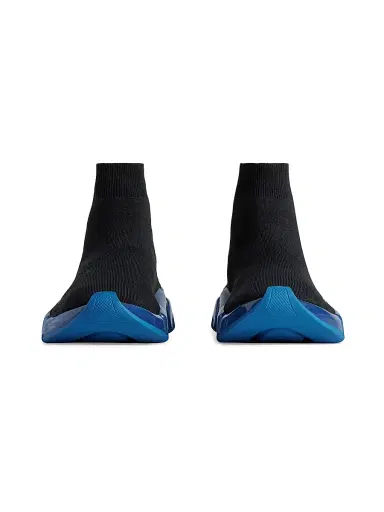 Balenciaga Men's Speed 2.0 Full Clear Sole Knit Sneakers - Black Blue | Thumbnail 4