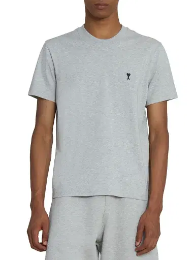 AMI Paris Men's Contrasted Ami de Coeur Cotton T-Shirt - Gris Cendre Chine | Thumbnail 3 AMI Paris Men's Contrasted Ami de Coeur Cotton T-Shirt - Gris Cendre Chine | Thumbnail 3