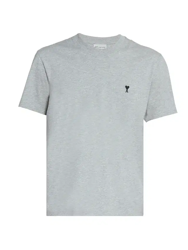 Men's Contrasted Ami de Coeur Cotton T-Shirt - Gris Cendre Chine