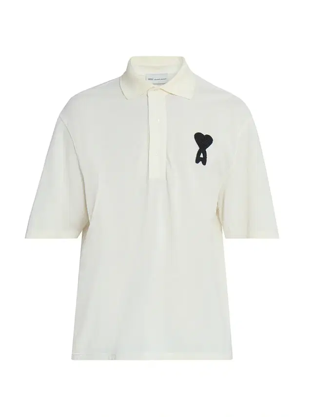 AMI Paris Men's Ami de Coeur Relaxed Polo Shirt - Blanc Creme Noir