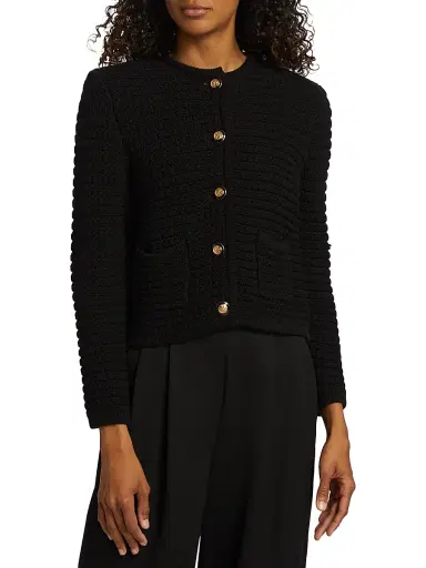 Ba&sh Women's Gaspard Cotton-Blend Cardigan - Noir - Size XL | Thumbnail 3