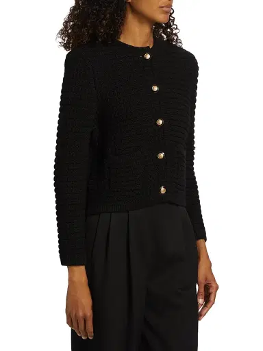 Ba&sh Women's Gaspard Cotton-Blend Cardigan - Noir - Size XL | Thumbnail 4