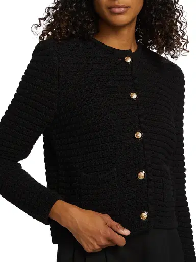 Ba&sh Women's Gaspard Cotton-Blend Cardigan - Noir - Size XL | Thumbnail 6