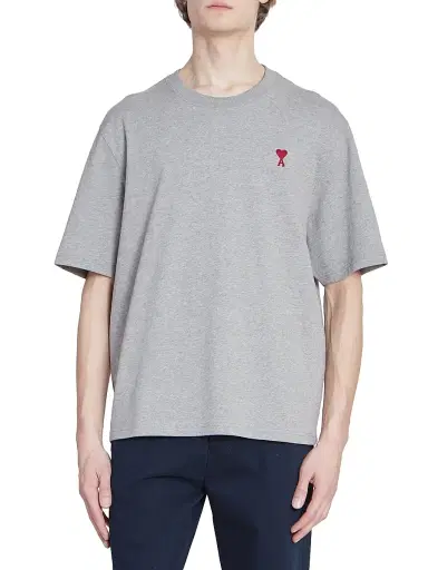 AMI PARIS Men's Ami De Coeur Crewneck T-Shirt - Grey - Size XL | Thumbnail 2