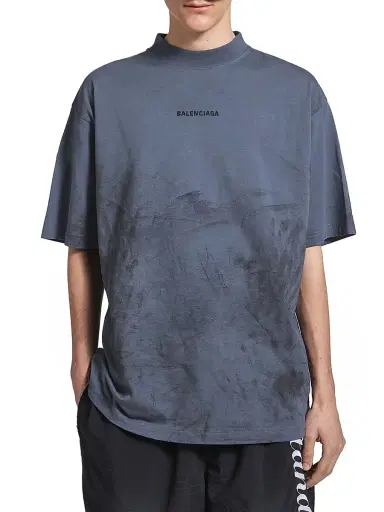 Balenciaga Men's Back Medium Fit T-Shirt - Faded Dark Blue - Size XXL | Thumbnail 3
