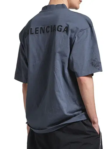 Balenciaga Men's Back Medium Fit T-Shirt - Faded Dark Blue - Size XXL | Thumbnail 4