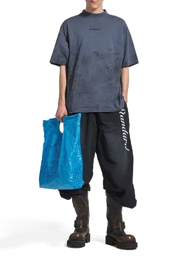 Balenciaga Men's Back Medium Fit T-Shirt - Faded Dark Blue - Size XXL | Thumbnail 6