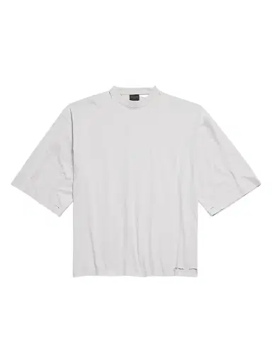 Balenciaga Men's Security Tape Logo Oversized T-Shirt - White Red | Thumbnail 1 Balenciaga Men's Security Tape Logo Oversized T-Shirt - White Red | Thumbnail 1