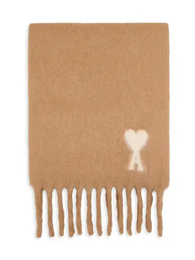 AMI Paris Men's Ami de Coeur Scarf - Camel White | Thumbnail 1