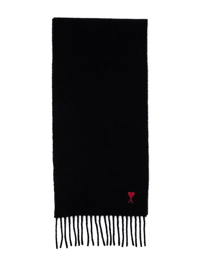 AMI Paris Men's Ami de Coeur Wool Fringe Scarf - Black