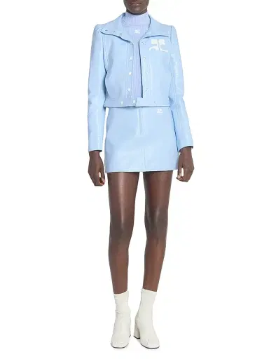 Courrèges Women's Reedition Vinyl Jacket - Sky | Thumbnail 2 Courrèges Women's Reedition Vinyl Jacket - Sky | Thumbnail 2