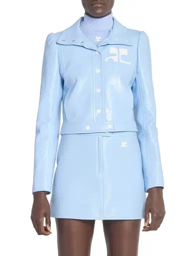 Courrèges Women's Reedition Vinyl Jacket - Sky | Thumbnail 3 Courrèges Women's Reedition Vinyl Jacket - Sky | Thumbnail 3