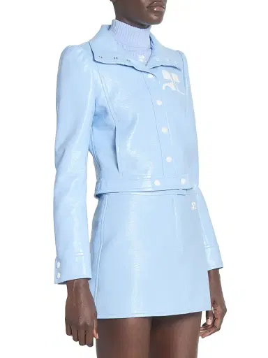 Courrèges Women's Reedition Vinyl Jacket - Sky | Thumbnail 4 Courrèges Women's Reedition Vinyl Jacket - Sky | Thumbnail 4