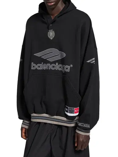 Balenciaga Men's 3B Football Polo Hoodie | Thumbnail 3 Balenciaga Men's 3B Football Polo Hoodie | Thumbnail 3