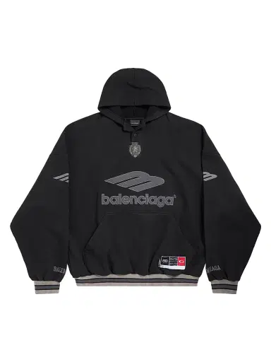 Balenciaga Men's 3B Football Polo Hoodie | Thumbnail 1 Balenciaga Men's 3B Football Polo Hoodie | Thumbnail 1