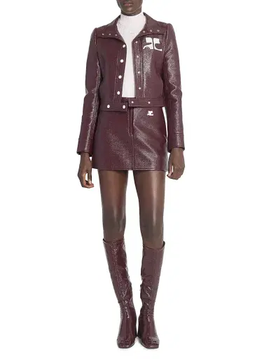 Courreges Women's Reedition Vinyl Jacket - Burgundy | Thumbnail 2