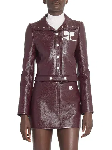 Courreges Women's Reedition Vinyl Jacket - Burgundy | Thumbnail 3